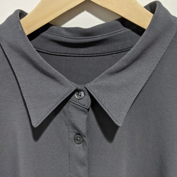 Betabrand | Annie Button up shirt in Storm Grey - Picture 6 of 10